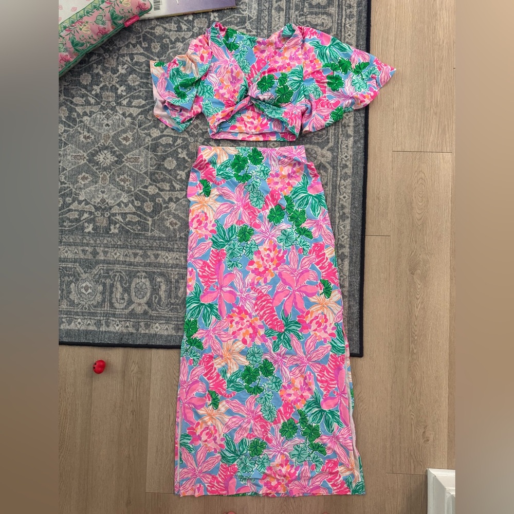 Lilly Pulitzer XS Minka Maxi Skirt Set Print-Tigers Lair